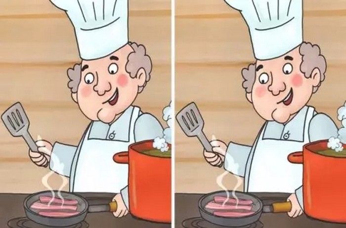 The Chef is Frying Bacon” — Can You Spot the 2 Differences Between These Pictures?